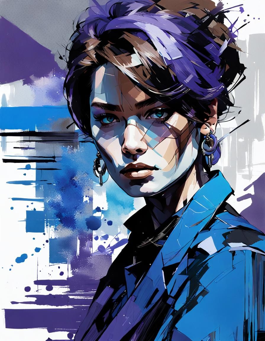 Radiant Woman Working in Office, Detailed Digital Art