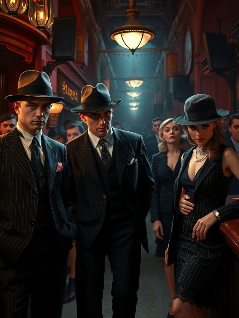 Al Capone in a 1920s Speakeasy, Digital Painting