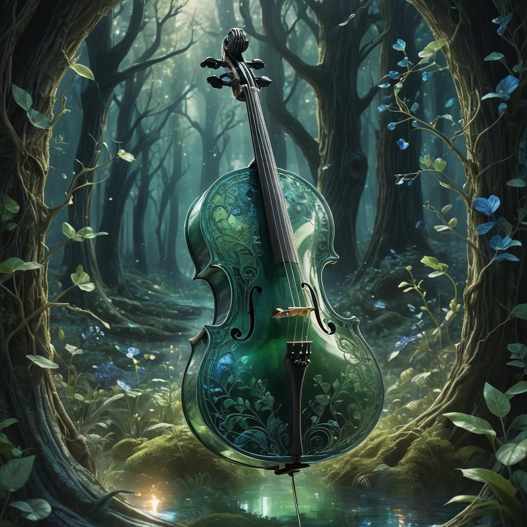 Mystical Glass Cello in Emerald and Sapphire