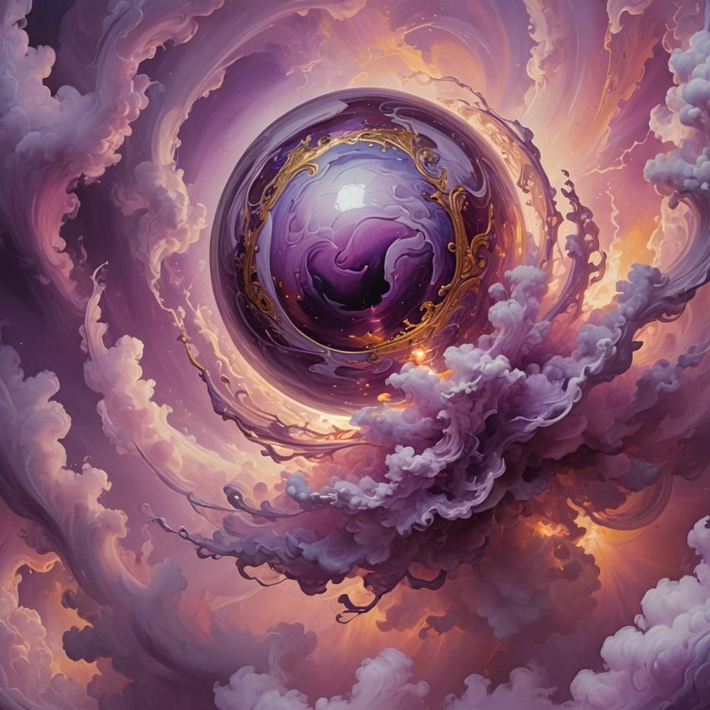 Glowing Orb of Wisdom in Surrealist Oil Painting