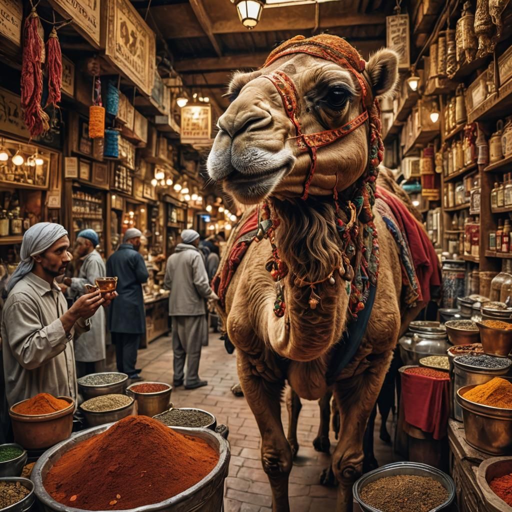 Camel in souk