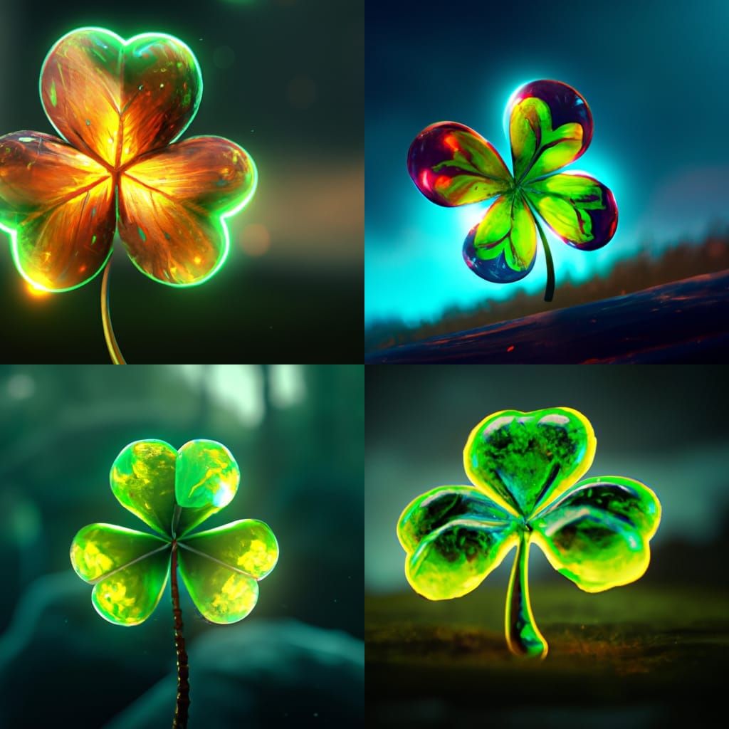 Glowing Four-Leaf Clover in Detailed Matte Painting