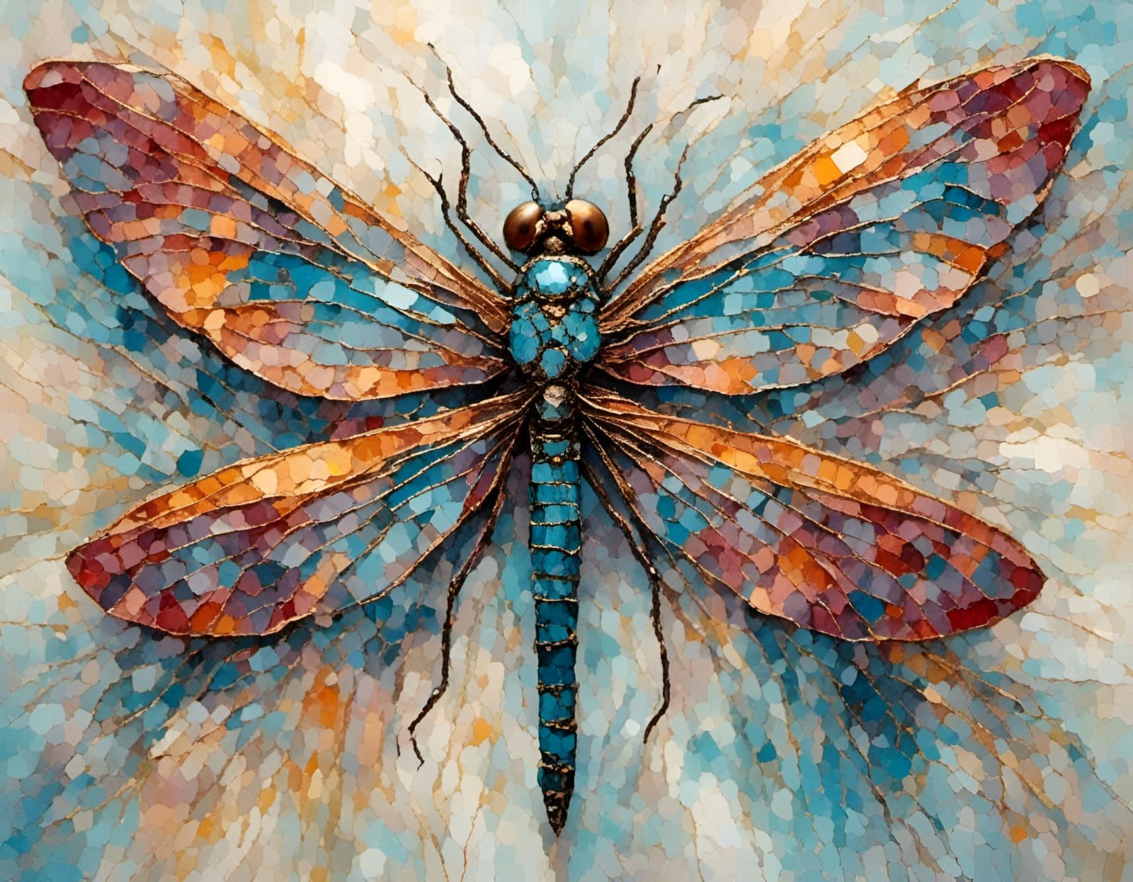 Metallic Dragonfly with Wax Paper Texture