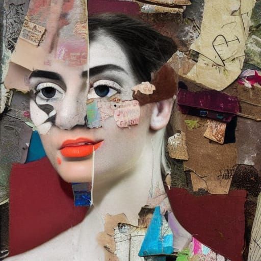 Vibrant Collage Portrait in a Dystopian Aesthetic