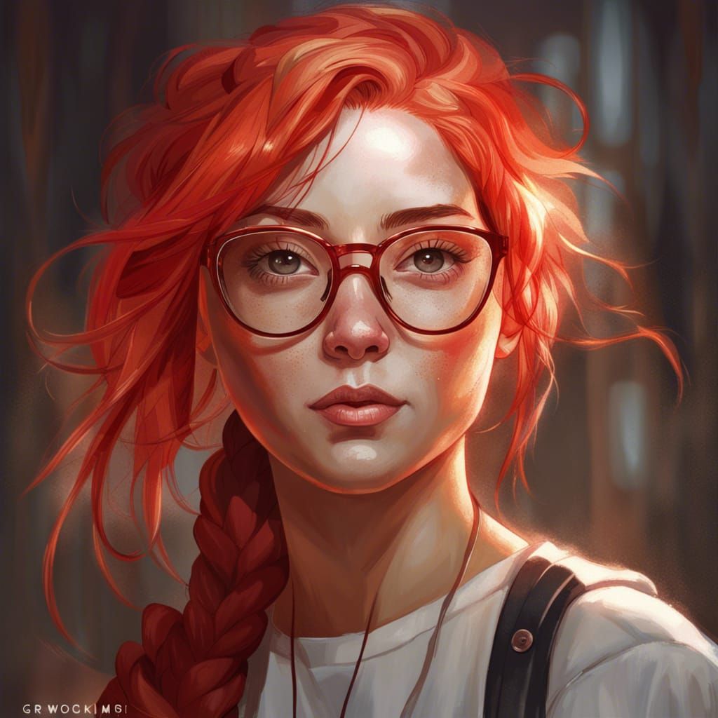 Girl with Split Dye Hair in Detailed Digital Art