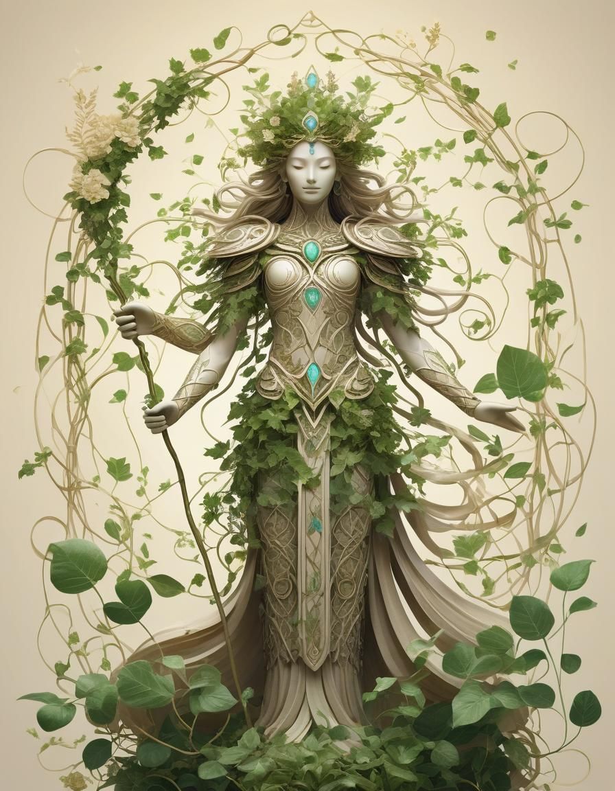 Ethereal Leaf Guardian in Digital Illustration