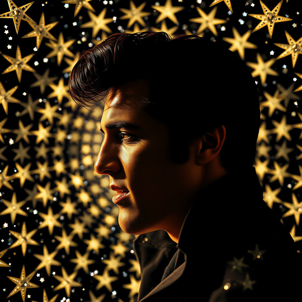 Surreal Elvis Presley Star Tunnel: Hyperrealistic HDR Portra...