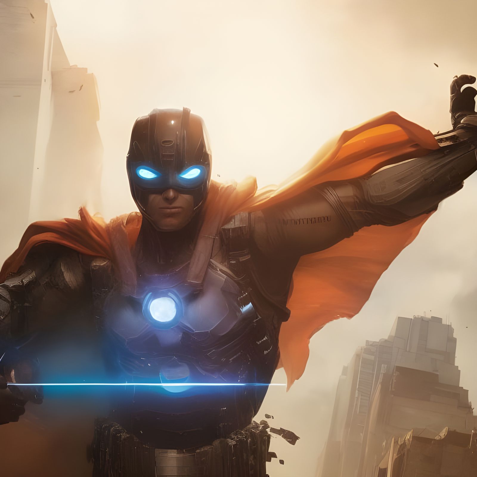 Superhero Comic Book Cover in Retrofuturistic Style