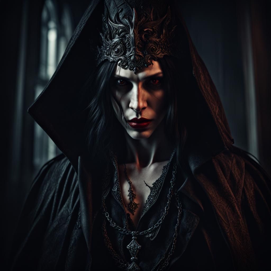 Modern Vampire in Chiaroscuro, Hyperrealistic Style