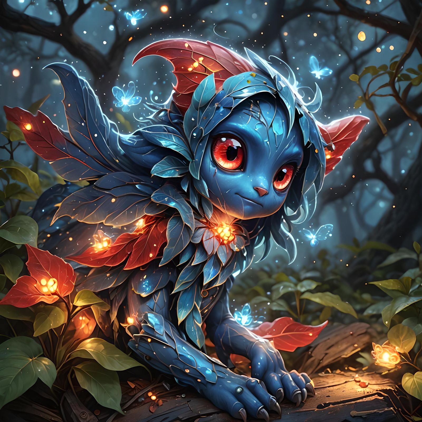 Adorable Blue Elemental in Enchanting Ambiance