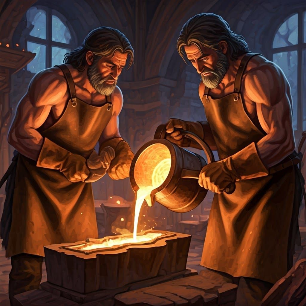 Bronze Age Metal Workers Casting Spear Point