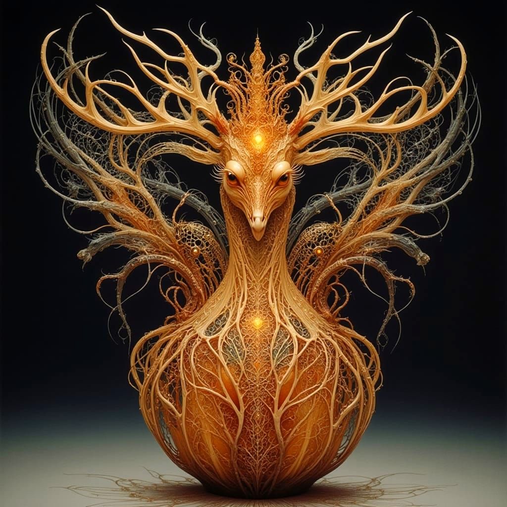 Intricate Filigree Glass Vase on Ancient Stump