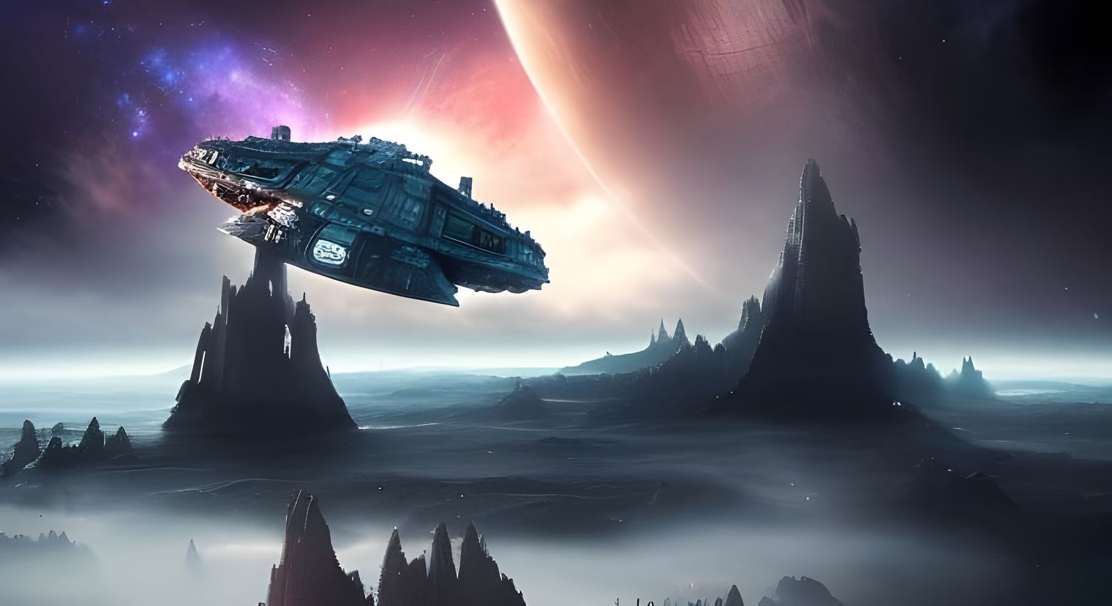 Millennium Falcon in a Galaxy: Epic Digital Painting