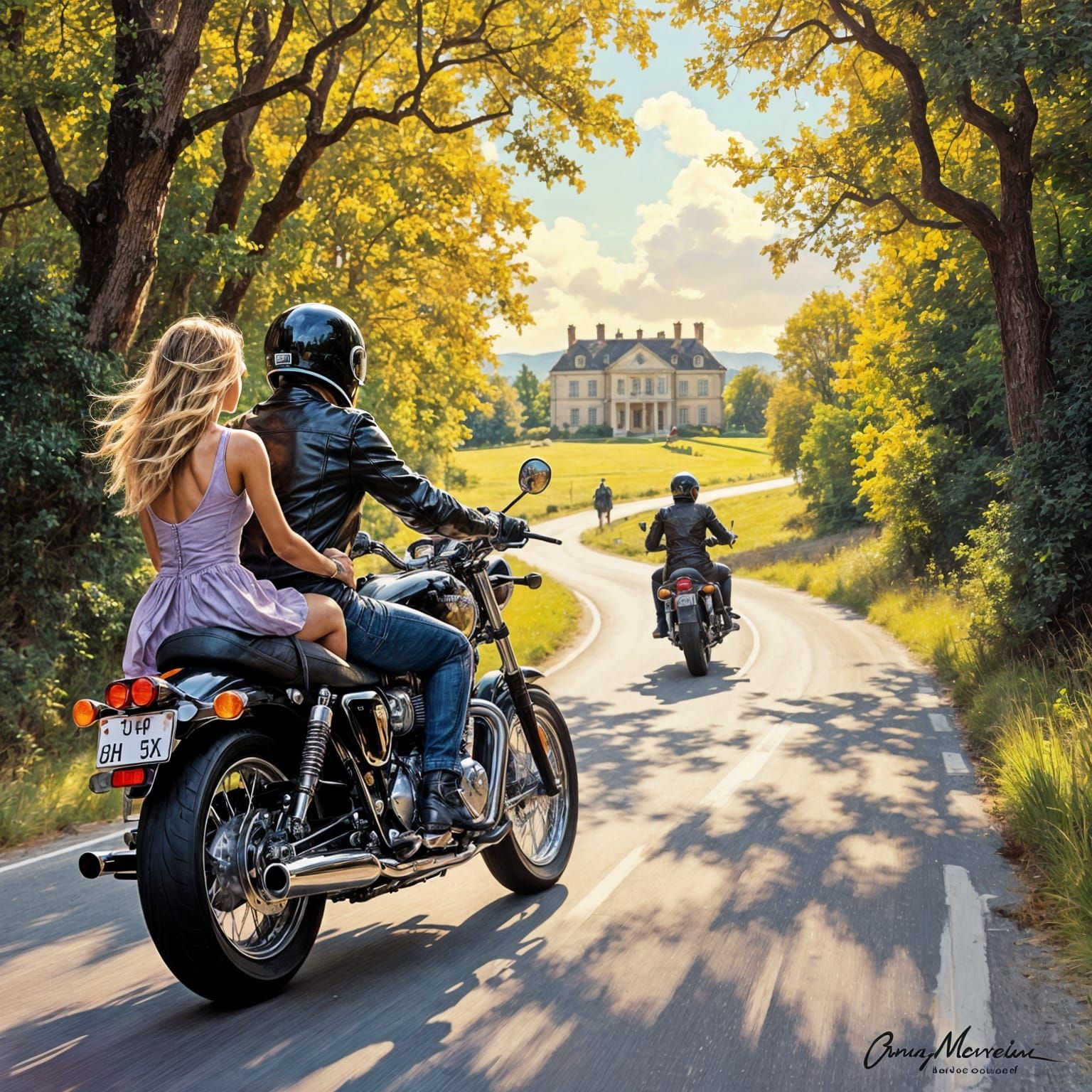 Triumph Bonneville Motorcycle on Country Road