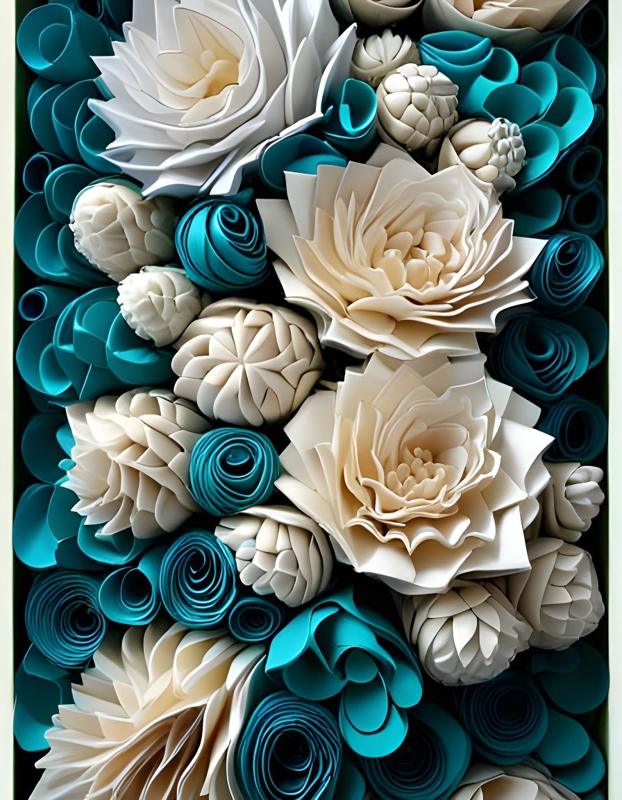 Intricate Paper Sculpture of Cascading Peonies