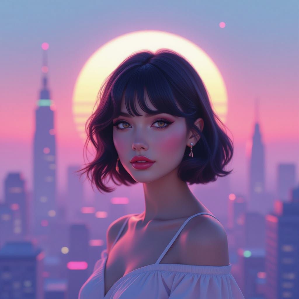 Dreamlike Cityscape in Airbrush Style