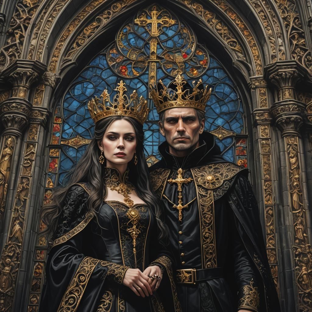 Gothic King and Queen in Dark Fantasy Style