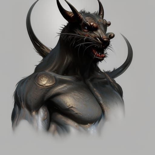 Detailed Portrait of a Demonic Black Rat