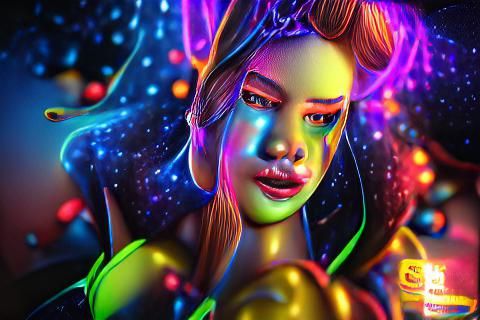 Colorful 3D Portrait of a Galaxy Queen