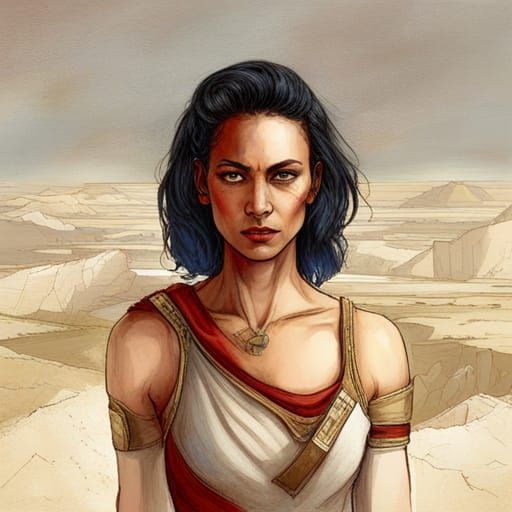 Egyptian Goddess Guardian in Gritty Concept Art