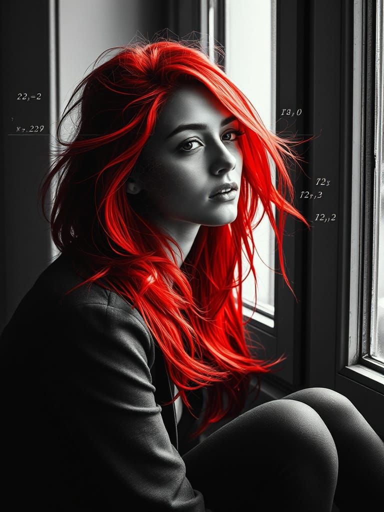 Glitch Art Portrait of Woman with Data Streams