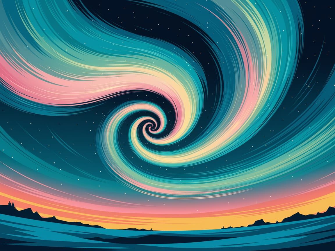 Aurora Borealis Figure 8 in Van Gogh Style