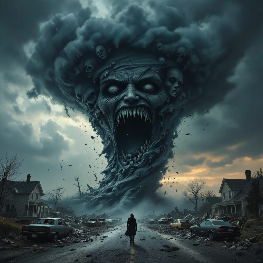 Gothic Album Cover: Tornado of Souls in Devastation