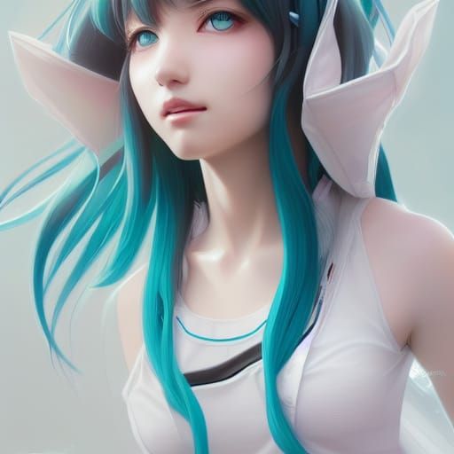 Realistic Hatsune Miku Portrait with Sakura