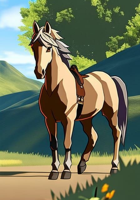 Link Riding Horse in Breath of the Wild Style