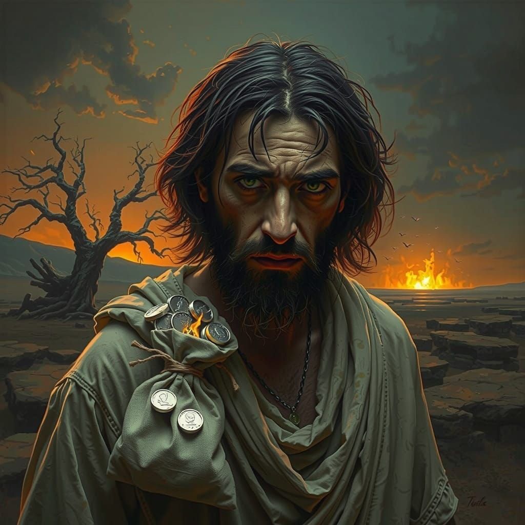 A Grieving Judas Walks Through a Desolate Apocalyptic Landsc...