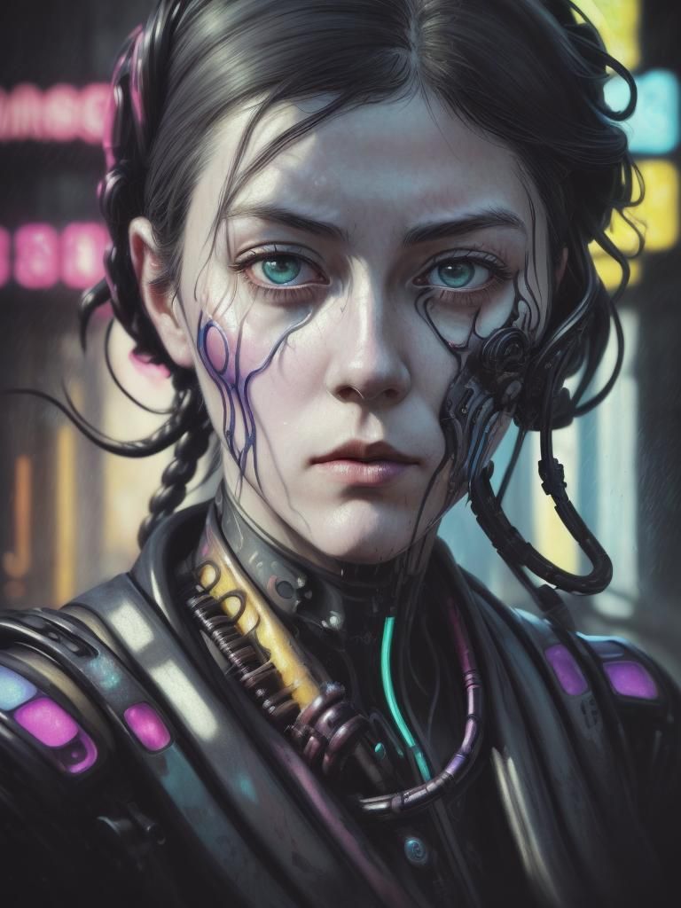 Hyperrealistic Portrait in Cyberpunk Anime Style