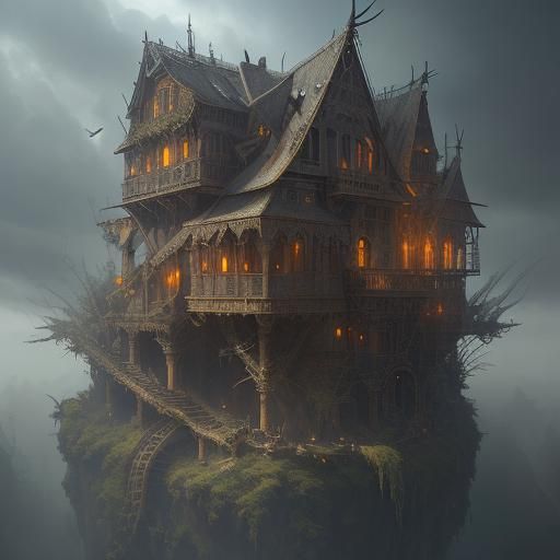 Nest of Baby Birds in Digital Painting