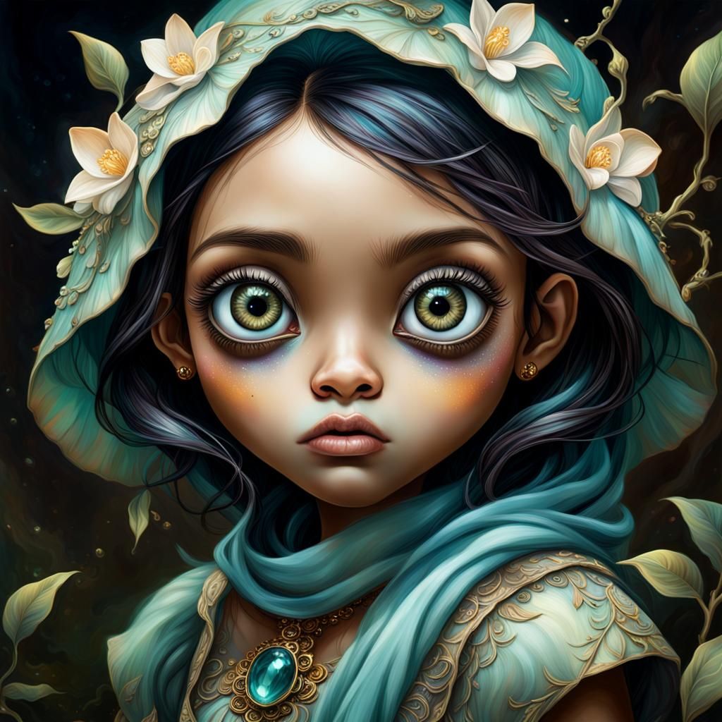 Hauntingly Adorable Child: Hyperrealistic Splash Art