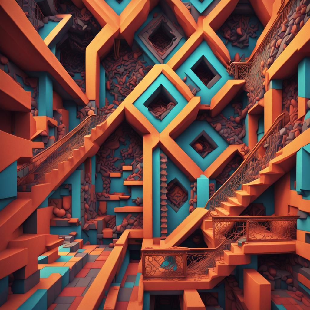 Escher-Style Geometric Optical Illusion Art