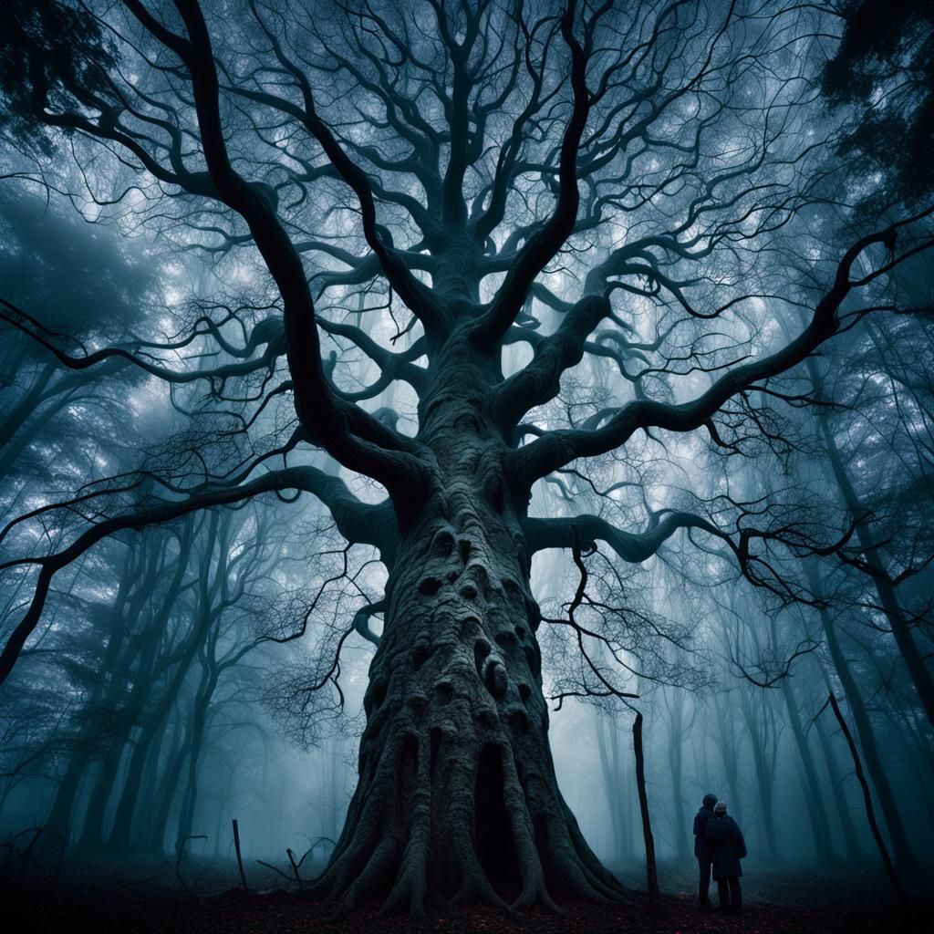 Sycamore with Faces in Twilight Forest