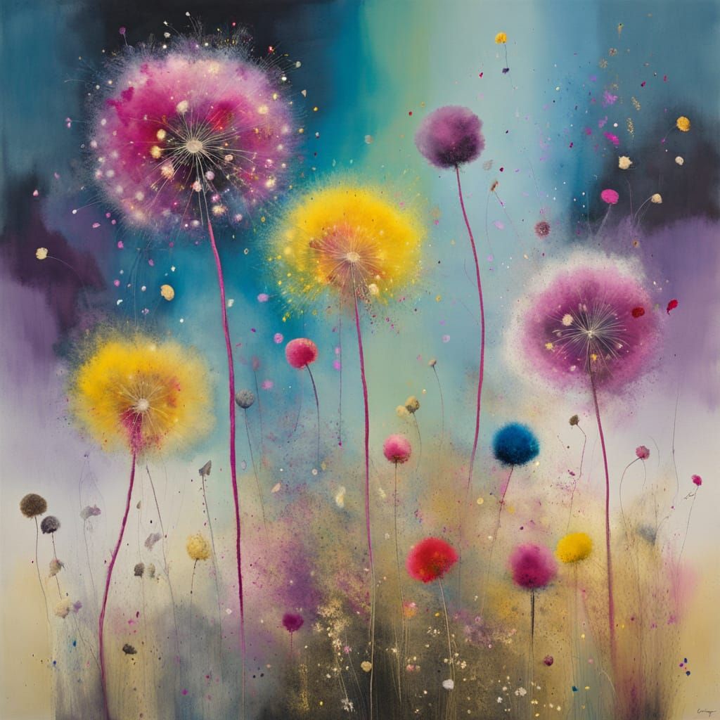Velvet Smoke Dandelions in Yvonne Coomber Style