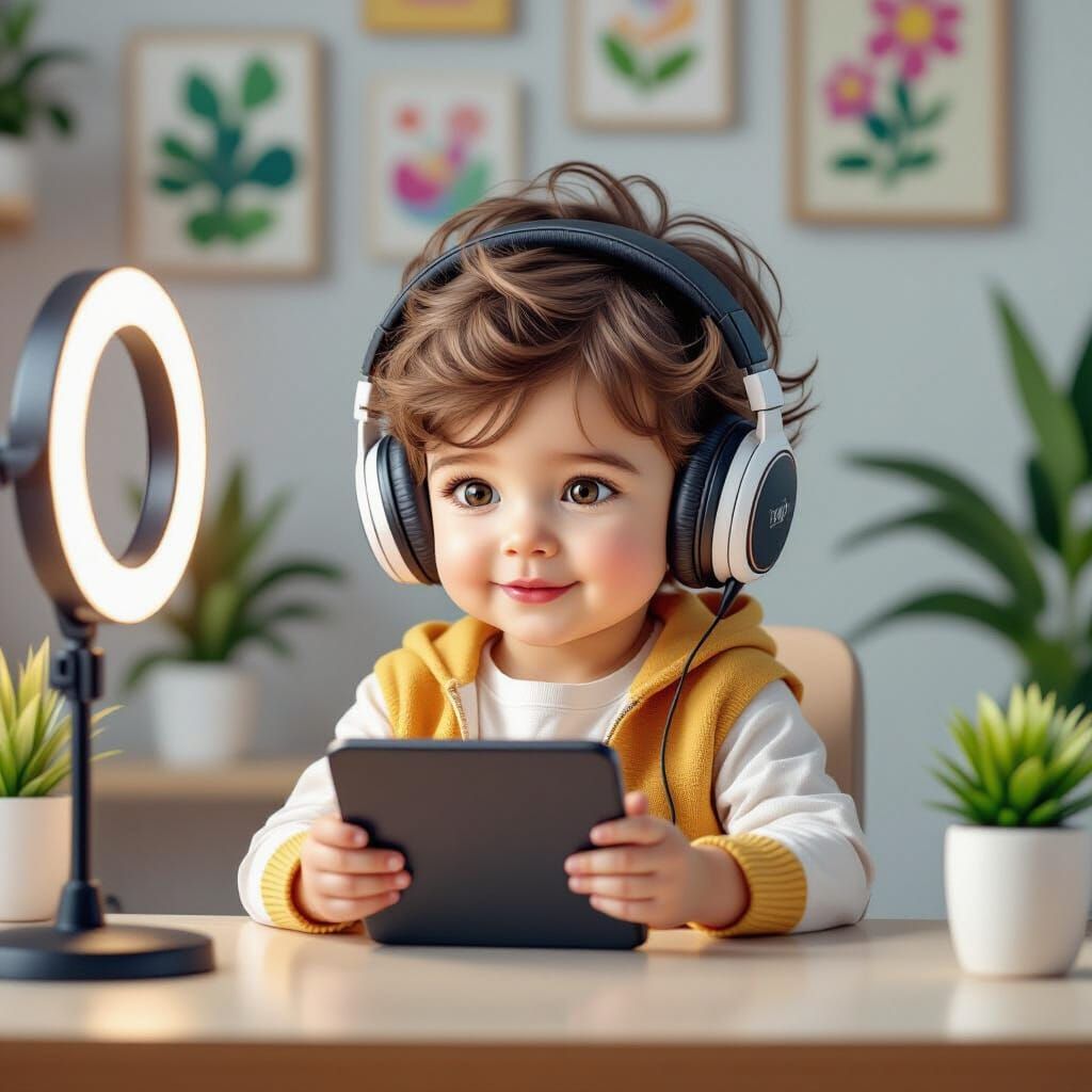 Gen Z Toddler Recording Video with Tablet