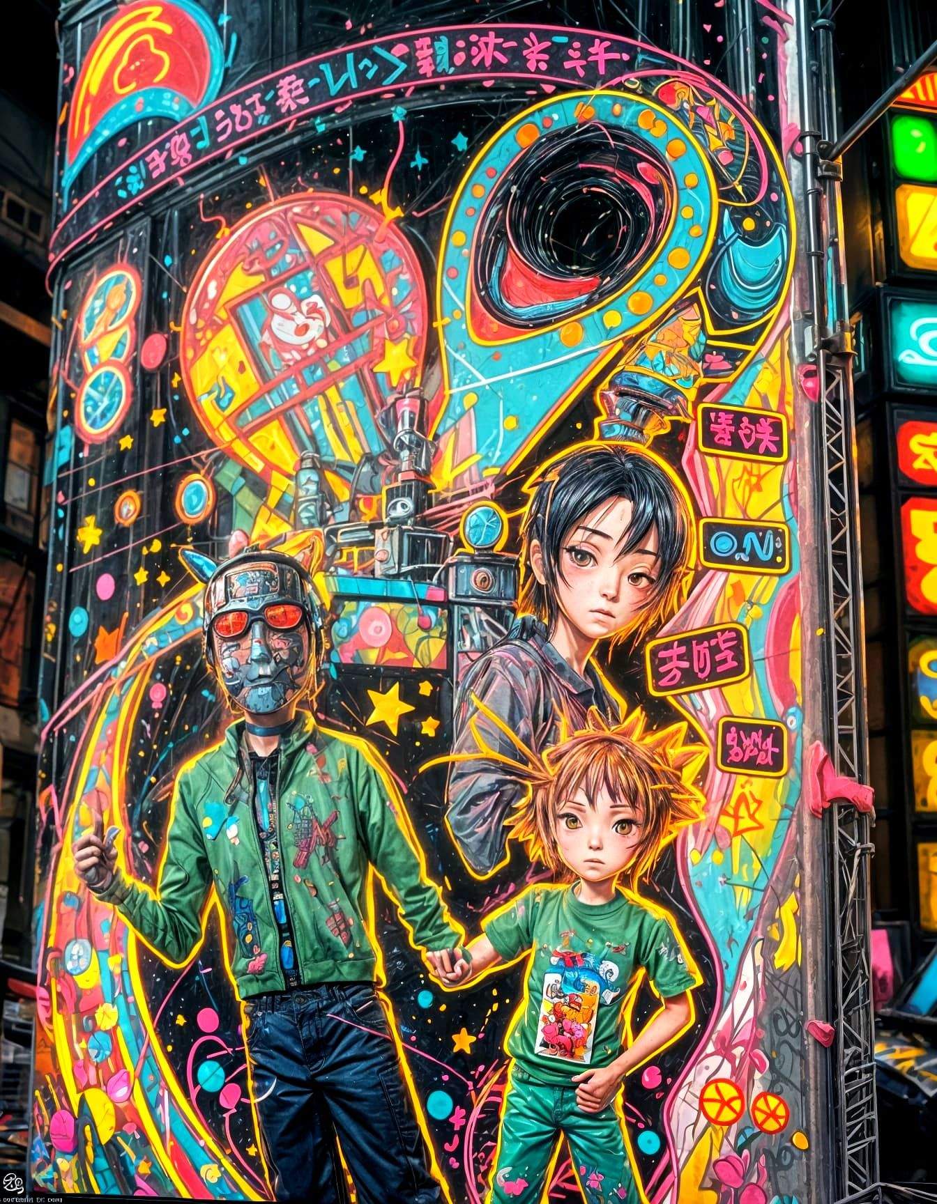 Detailed 3D Anime Graffiti Art Magazine