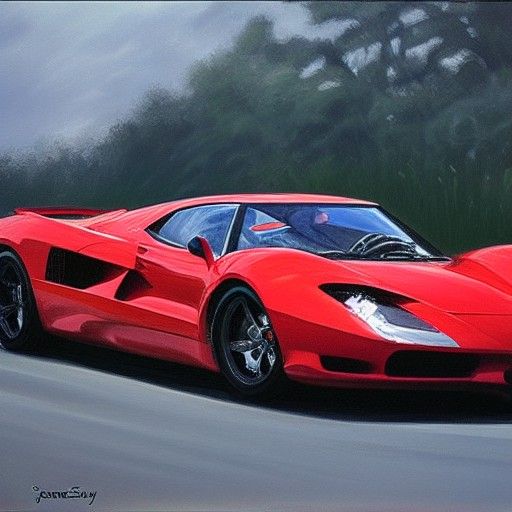 Supercar in Oil Painting Style
