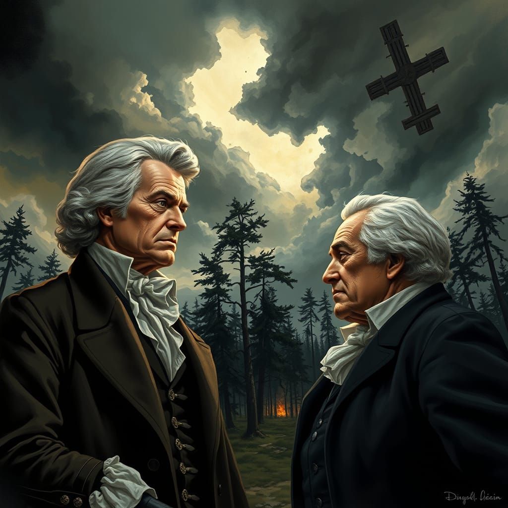 Gritty Rivalry in a Stormy 19th-Century Landscape