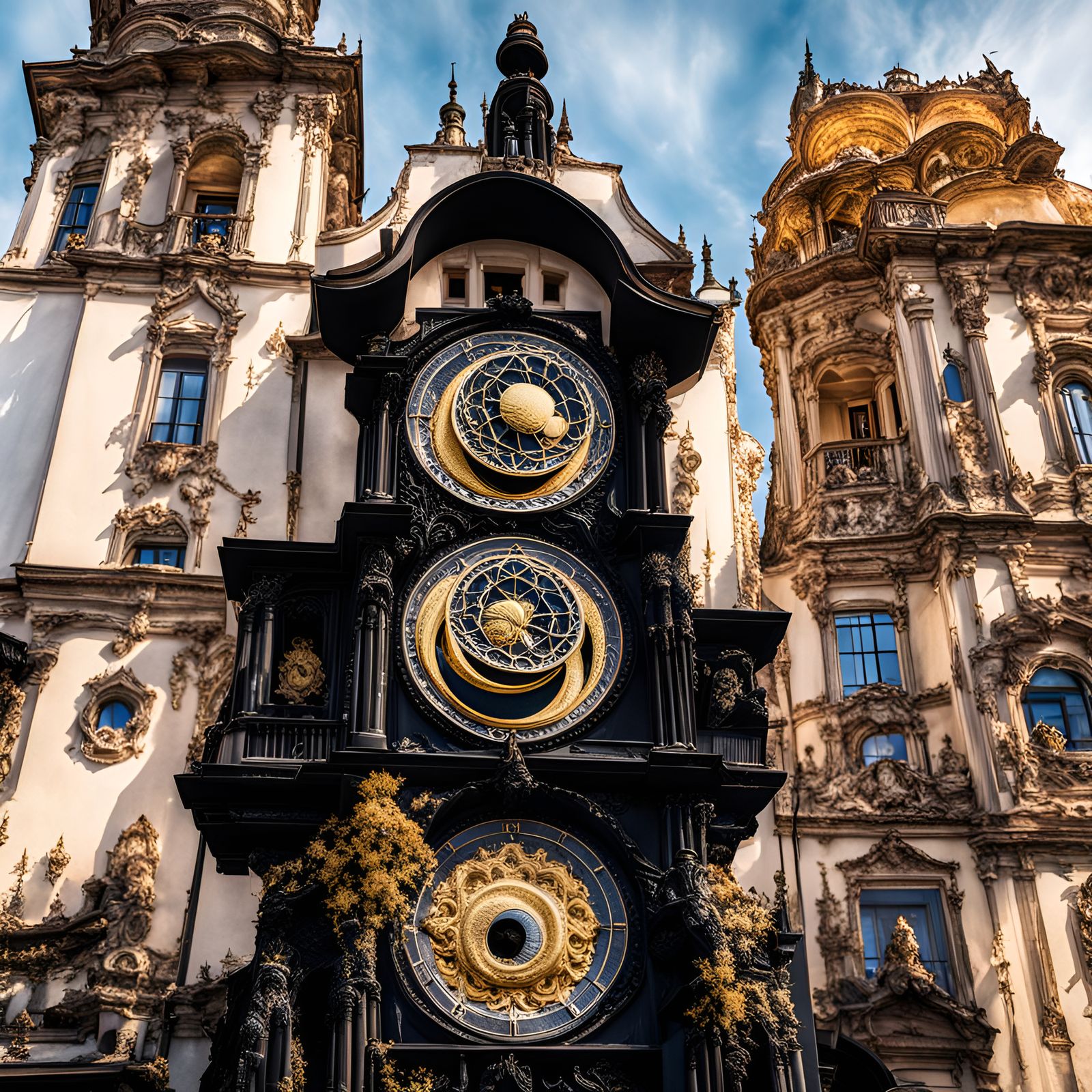 Golden Moon in Baroque Style, Deep Color, 8K