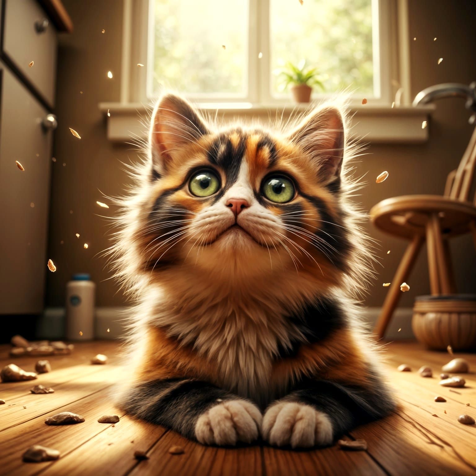 Lovely House Cat Waiting for Food