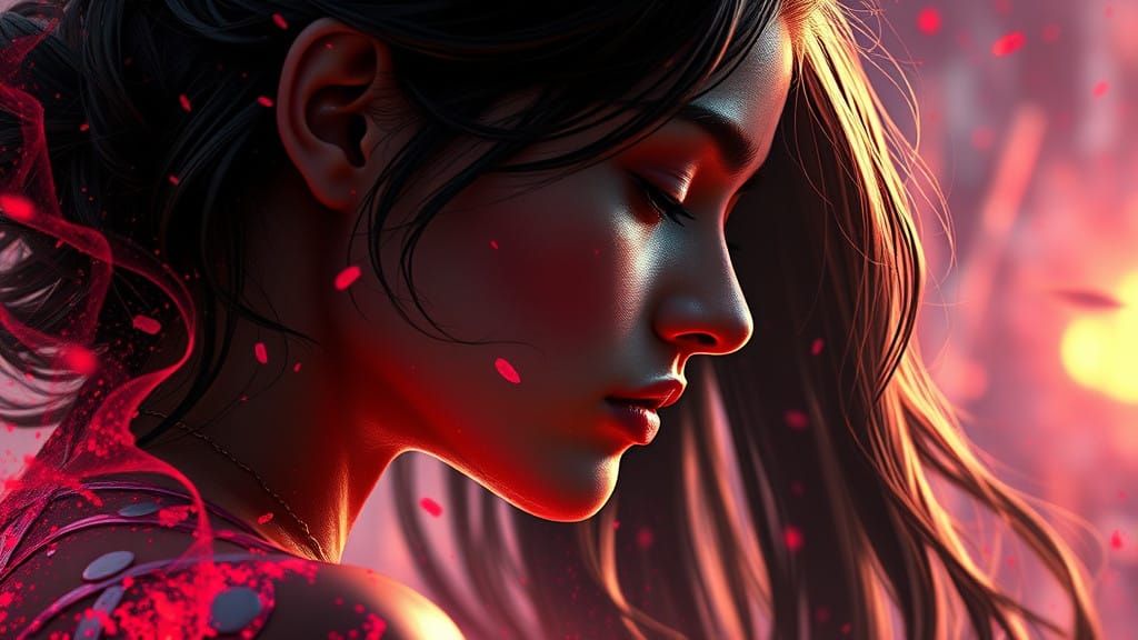 Surreal Portrait of a Love Bomb in Vibrant Triadic Colors