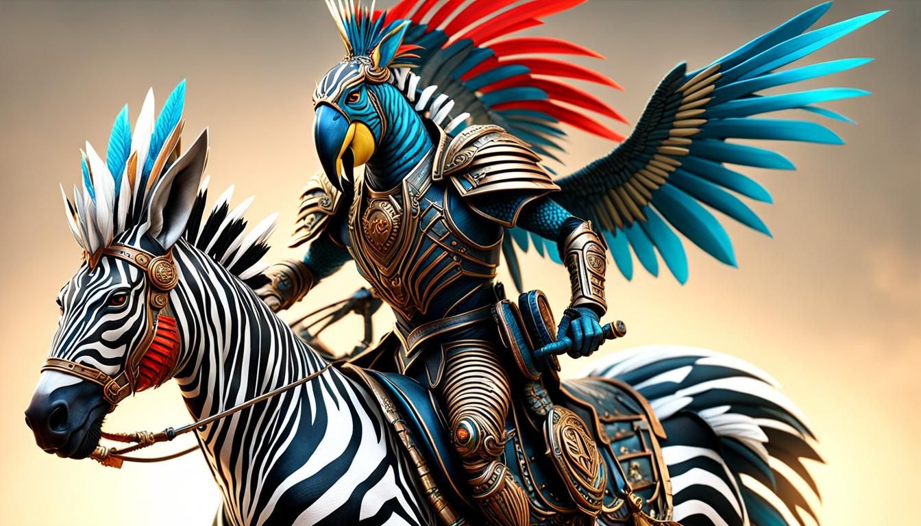 Hybrid Warrior: Zebra Parrot Fantasy Concept Art