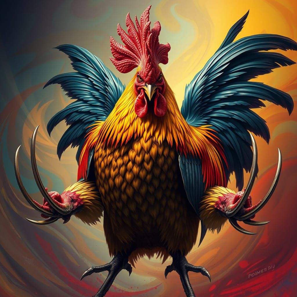 Heroic Rooster Unleashes Fierce Nobility