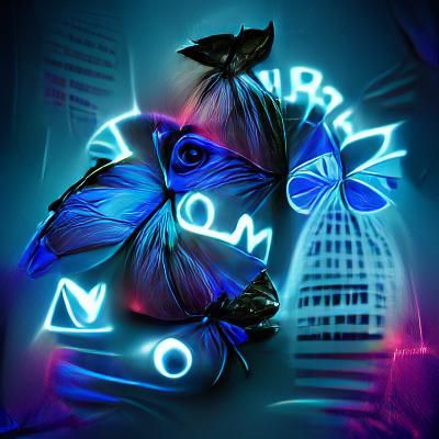 Neon Blue Morpho Butterfly Photo Illustration