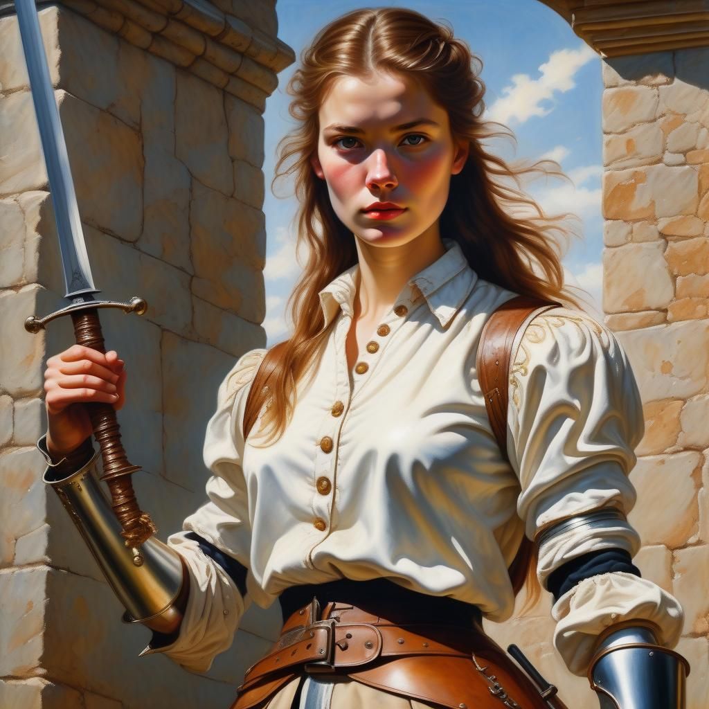 Woman Guard with Rapier Ready to Duel