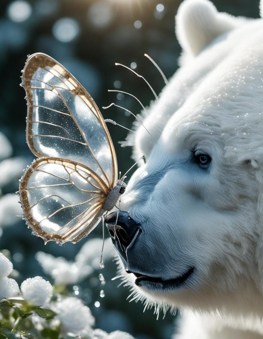 Bear having fun with Crystal Butterfly