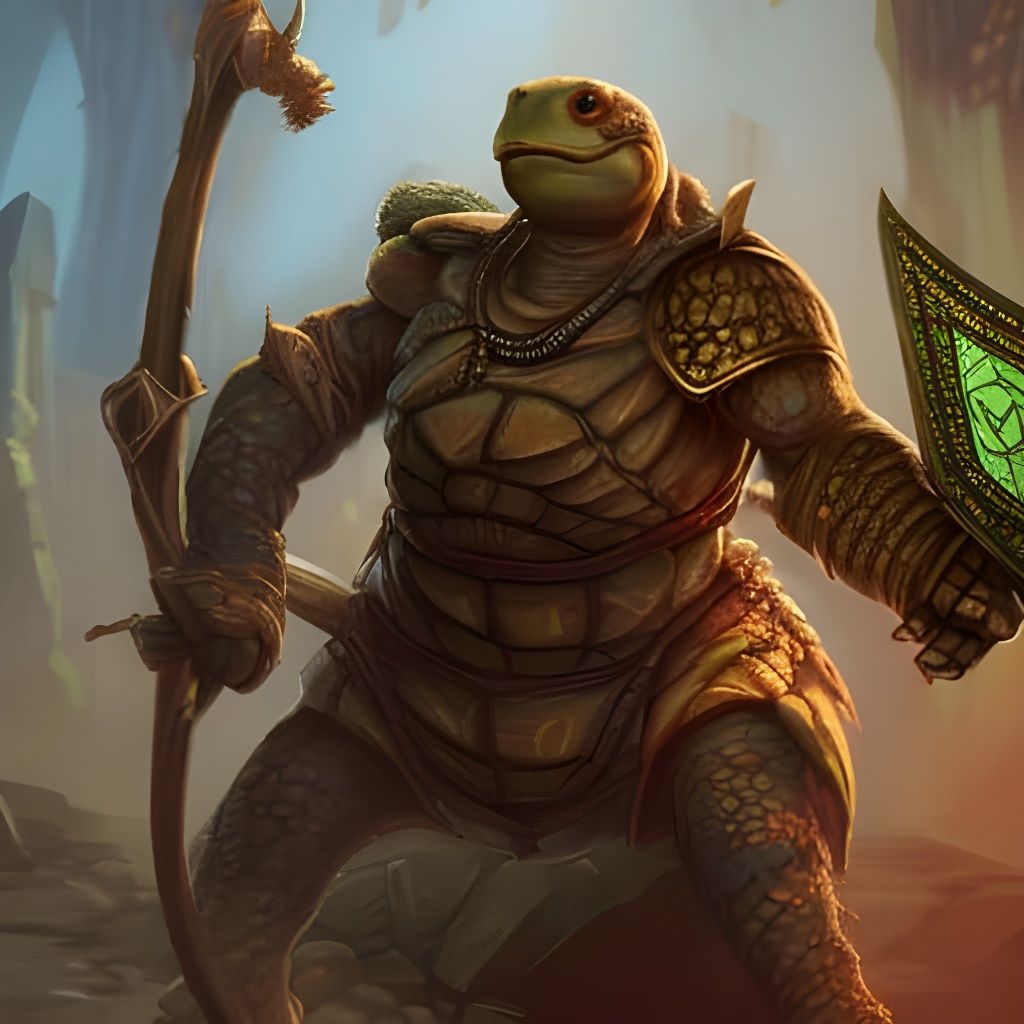 Tortle Warrior Portrait in Detailed Fantasy Art