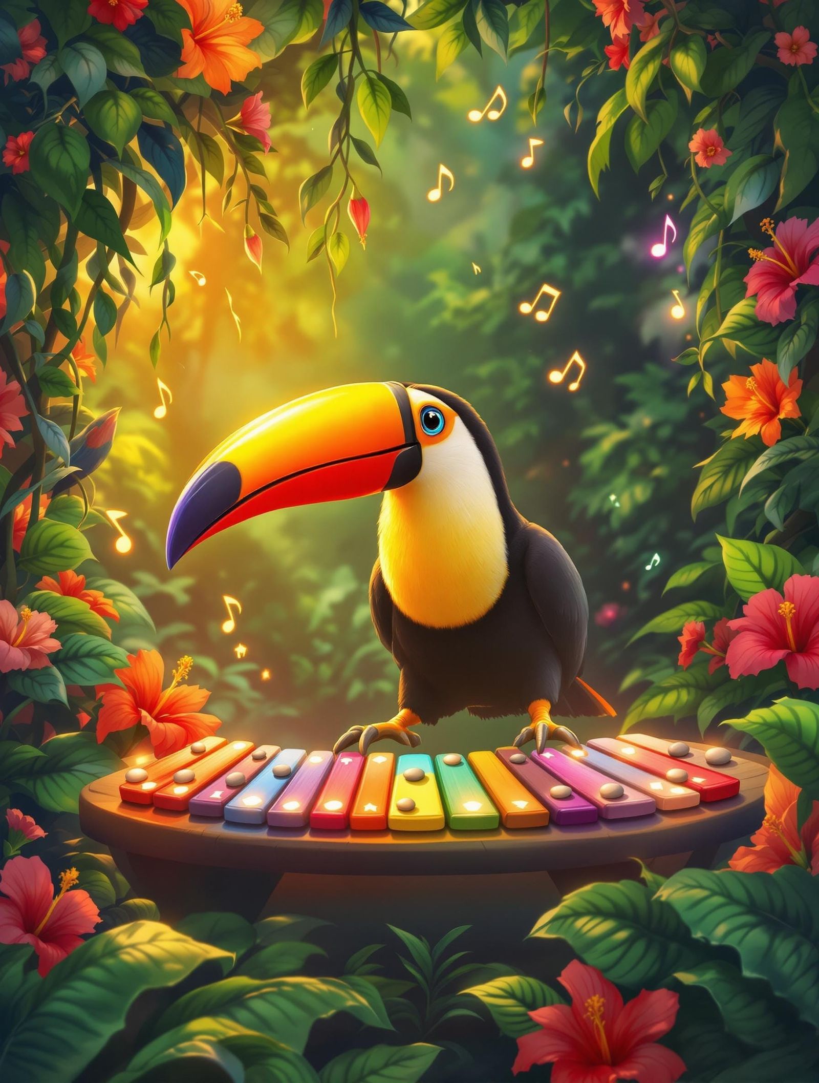 Rainforest Rhapsody: Toucan Plays Vibrant Marimba